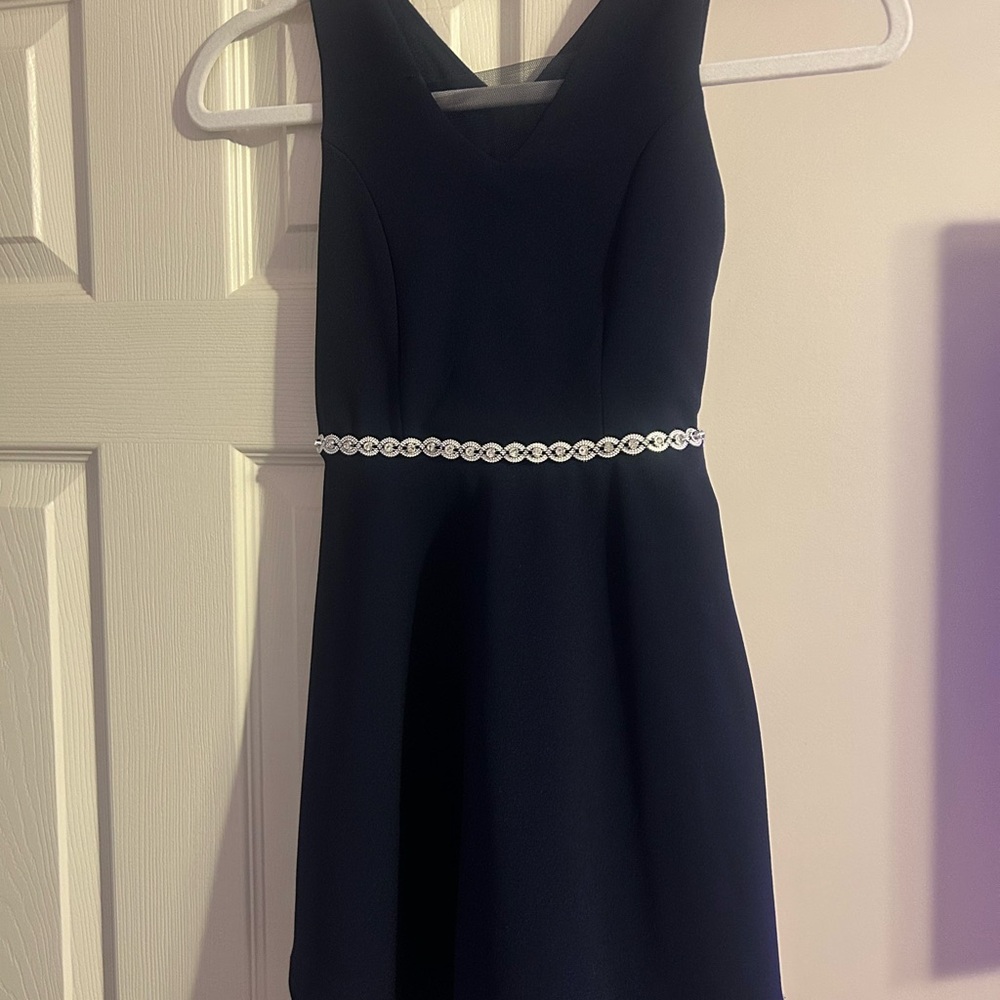 Speechless Navy Dress with White Belt